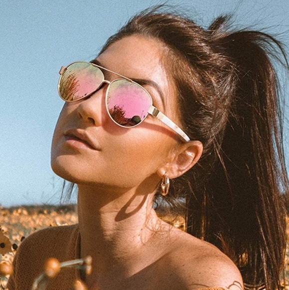 Boutique Accessories - New Sexy Polarized Aviator White  Tortoise Shell Sunglasses